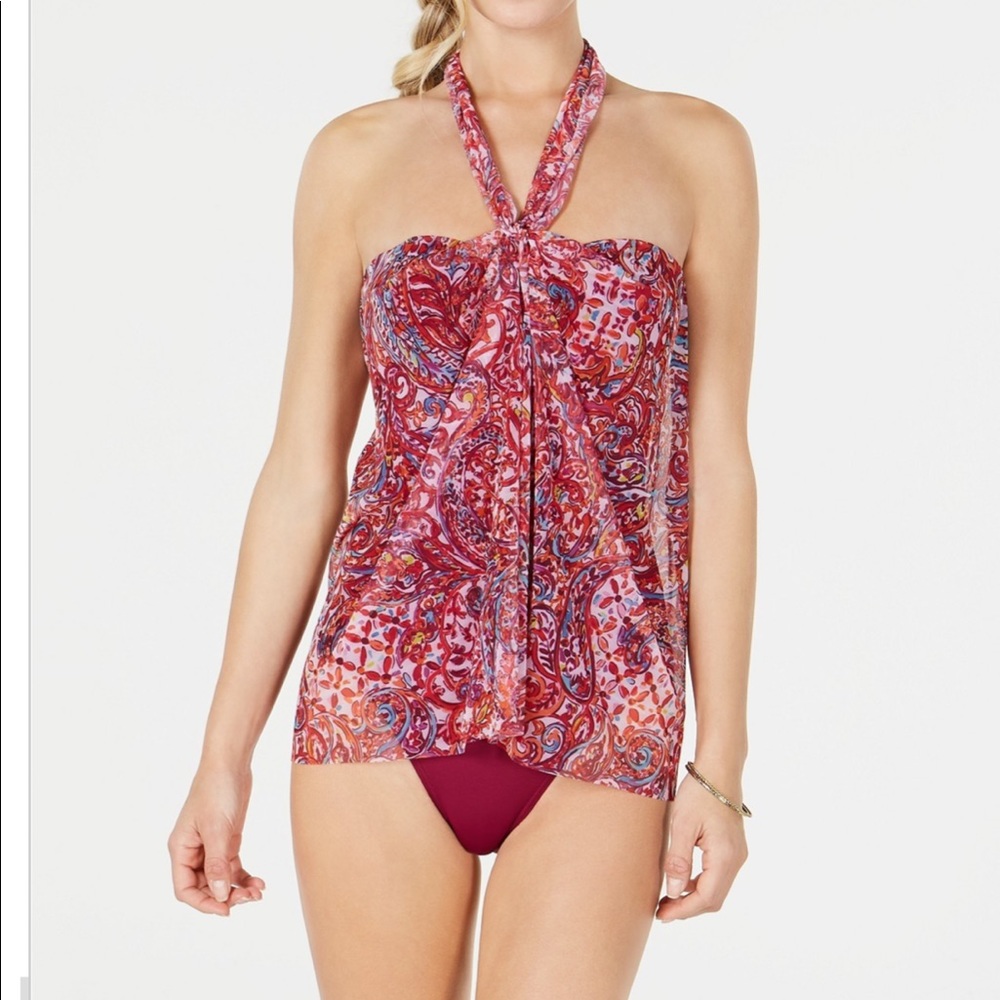 NWT Lauren Ralph Lauren Paisley Convertible Bandeau Swimsuit, Size 6